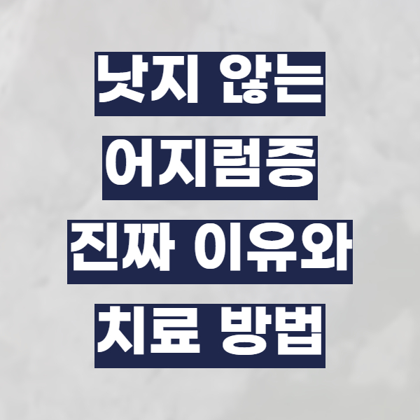 낫지 않는 어지럼증 진짜 이유와 치료 방법을 찾아 치료받으셔야 좋습니다